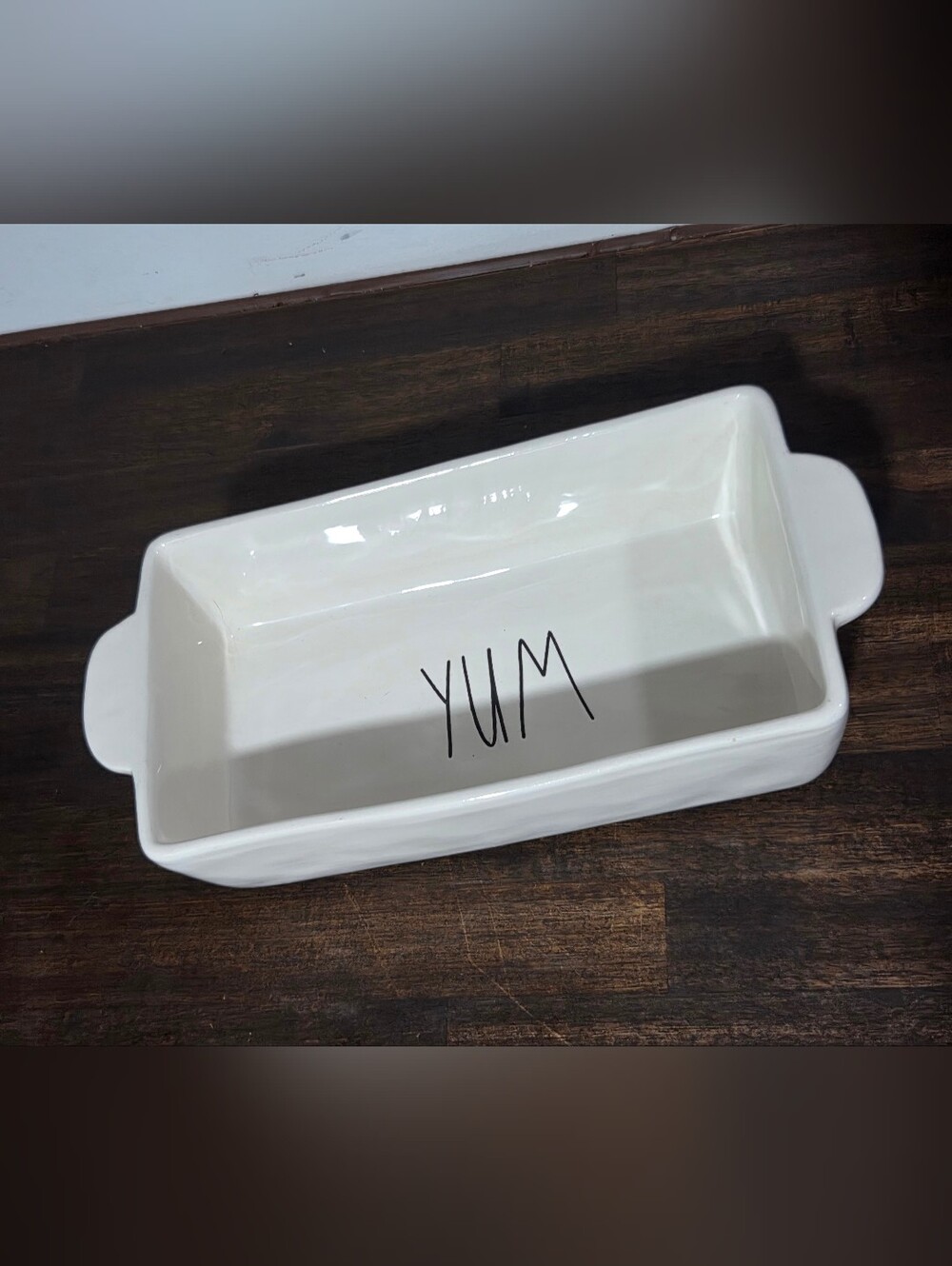Rae Dunn YUM White Baking Dish with Handles - Home Kitchen